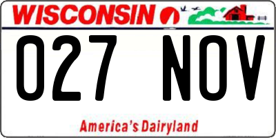 WI license plate 027NOV