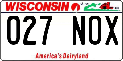 WI license plate 027NOX