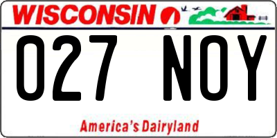 WI license plate 027NOY
