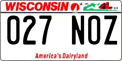WI license plate 027NOZ