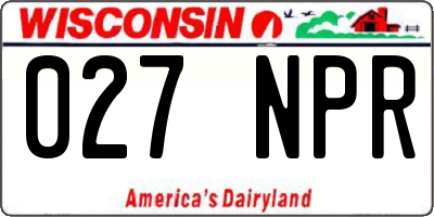 WI license plate 027NPR