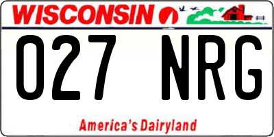 WI license plate 027NRG