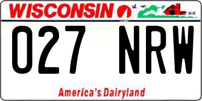 WI license plate 027NRW