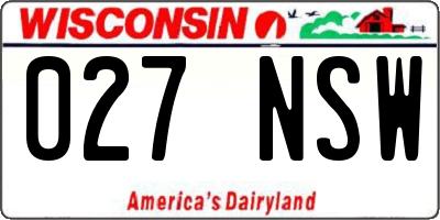 WI license plate 027NSW