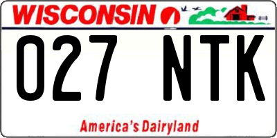WI license plate 027NTK