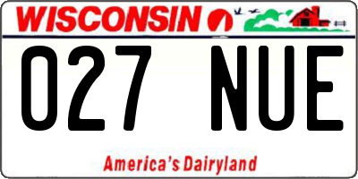 WI license plate 027NUE