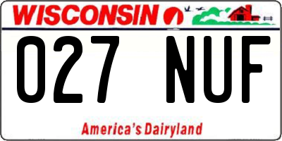 WI license plate 027NUF