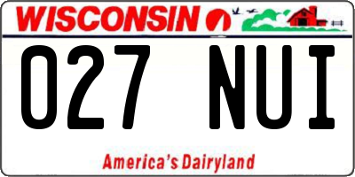 WI license plate 027NUI