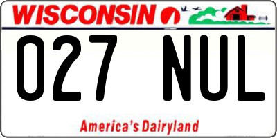 WI license plate 027NUL