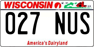 WI license plate 027NUS