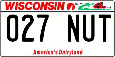 WI license plate 027NUT