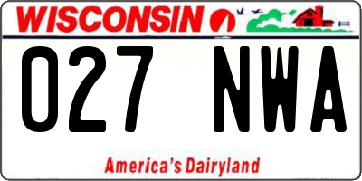 WI license plate 027NWA