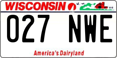WI license plate 027NWE