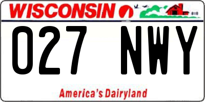 WI license plate 027NWY