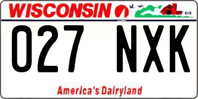 WI license plate 027NXK