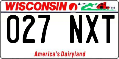 WI license plate 027NXT