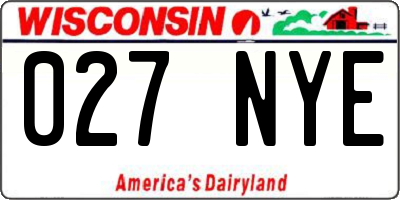 WI license plate 027NYE