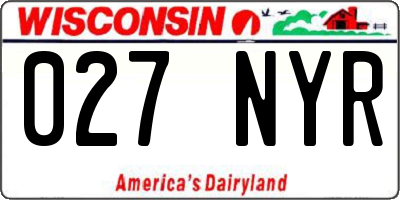WI license plate 027NYR