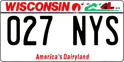 WI license plate 027NYS