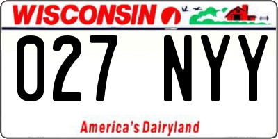 WI license plate 027NYY