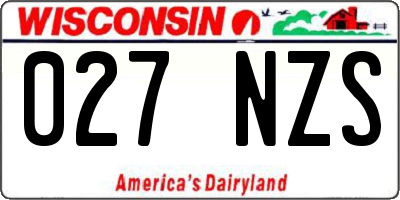 WI license plate 027NZS