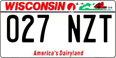 WI license plate 027NZT