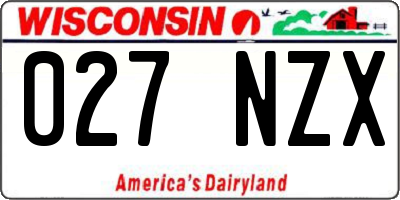 WI license plate 027NZX