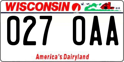 WI license plate 027OAA