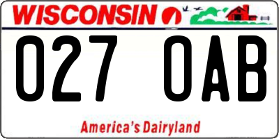 WI license plate 027OAB
