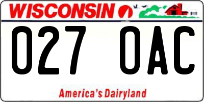 WI license plate 027OAC
