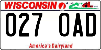 WI license plate 027OAD