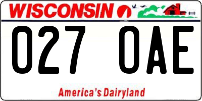 WI license plate 027OAE