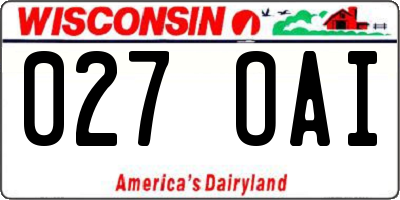 WI license plate 027OAI