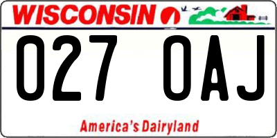 WI license plate 027OAJ