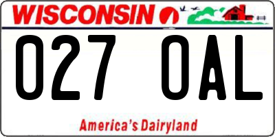 WI license plate 027OAL