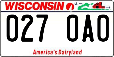 WI license plate 027OAO