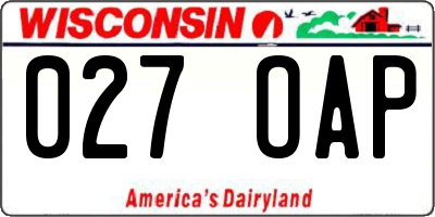 WI license plate 027OAP
