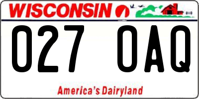 WI license plate 027OAQ