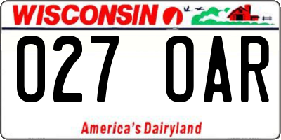 WI license plate 027OAR