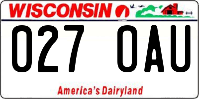 WI license plate 027OAU