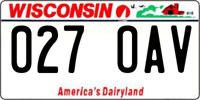 WI license plate 027OAV