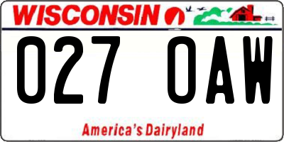 WI license plate 027OAW