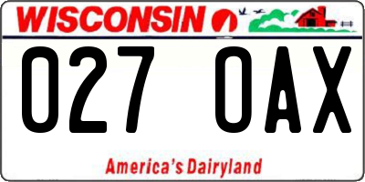 WI license plate 027OAX
