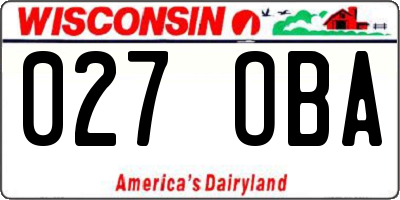 WI license plate 027OBA