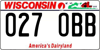 WI license plate 027OBB