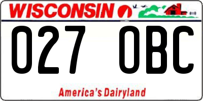 WI license plate 027OBC
