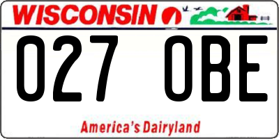WI license plate 027OBE