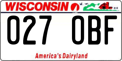 WI license plate 027OBF