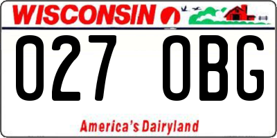WI license plate 027OBG