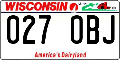 WI license plate 027OBJ